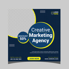 Vector digital marketing agency flyer design and social media post template
