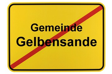 Illustration eines Ortsschildes der Gemeinde Gelbensande in Mecklenburg-Vorpommern