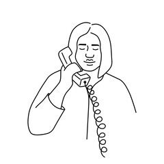 Woman Talking on an Old Phone