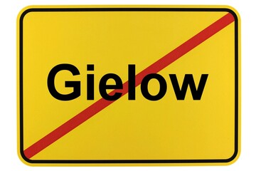Illustration eines Ortsschildes der Gemeinde Gielow in Mecklenburg-Vorpommern