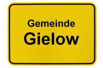 Illustration eines Ortsschildes der Gemeinde Gielow in Mecklenburg-Vorpommern