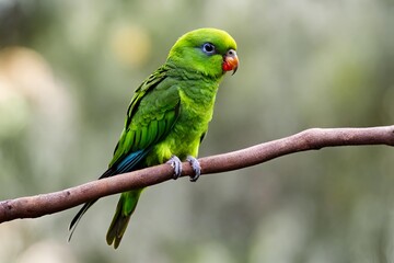 green parrot on a branch, Australian little parrot