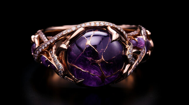 A majestic amethyst purple marble featuring rose gold veins, evoking a sense of lavish beauty and tranquility.