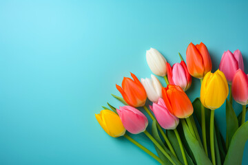 Floral Elegance: Tulips on a Vivid Background