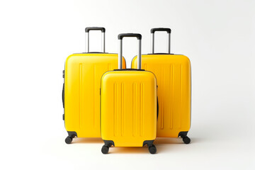 Vibrant Yellow Luggage Set on White