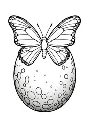 Abstract modern monarch butterfly contours on white background for decoration design. Closeup design element black butterfly. Vector icon