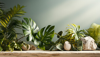 Freshness of nature indoors green plant, palm tree, orchid generated by AI
