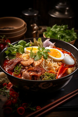 Ramen with vegetables Generative AI