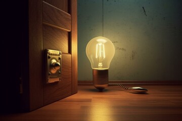 A surreal image depicting a fingerprint, an opened door, and a light bulb. Generative AI