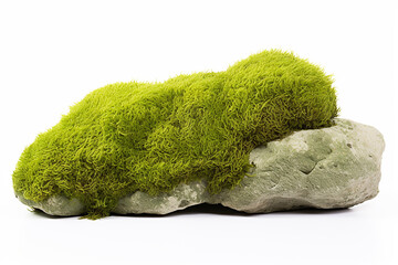 Lush Green Moss on Group of Stones - Isolated Natural Beauty - Created with Generative AI Tools