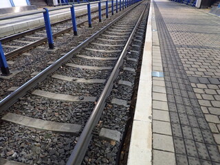 Fototapeta premium tram lines in a city railway