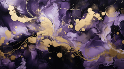 Black marble, lavender swirls, golden floral accents; exquisite canvas for emotions on special...