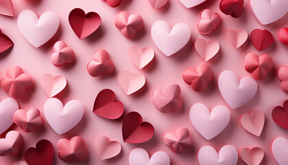 Love celebration heart shaped decoration, romantic backdrop, pink illustration generated by AI