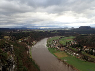 bastei views on elbe river in germany