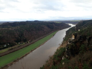 bastei views on elbe river in germany