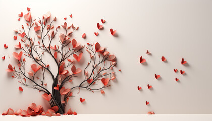 Nature love leaf, flower, tree, symbolize romance in backdrop generated by AI