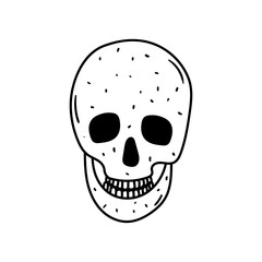 Skull crossbones vector icon in doodle style. Symbol in simple design. Cartoon object hand drawn isolated on white background.