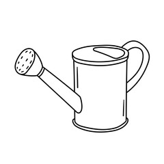 Garden watering can vector icon in doodle style. Symbol in simple design. Cartoon object hand drawn isolated on white background.