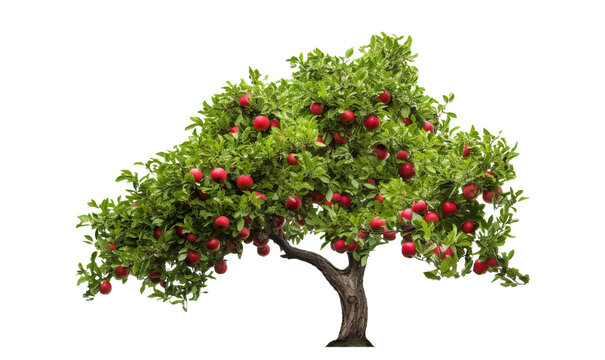 Orchard tree with ripe red apples, cut out