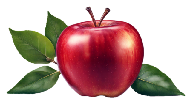red apple with leaf transparent background clipart