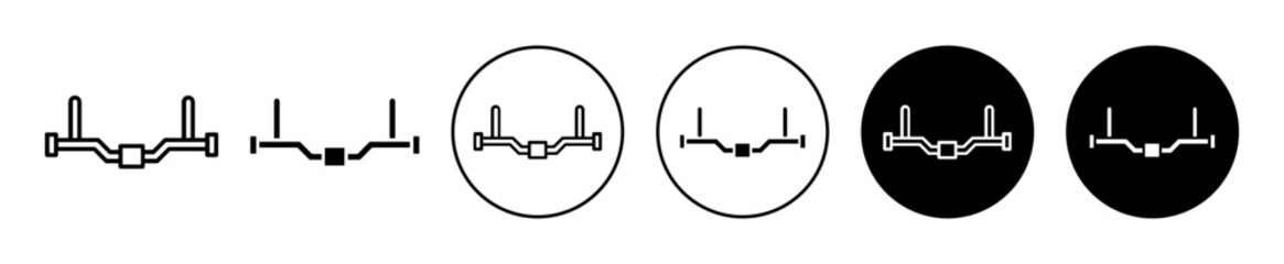 car anti roll bar icon. u shape car anti roll metal bar for shock absorption suspension system outlined vector logo symbol set