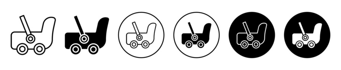 Baby car seat toy icon illustration flat style. kid child buggy trolley or infant carriage stroller symbol vector logo mark 