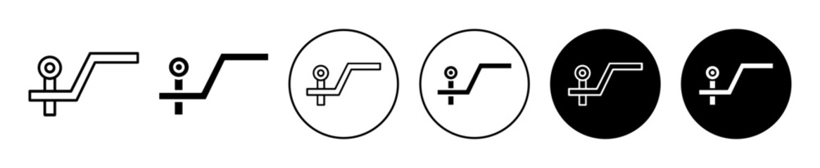 car towbar hook icon line set. truck hauling metal hook tow bar  lock symbol illustration in vector graphics
