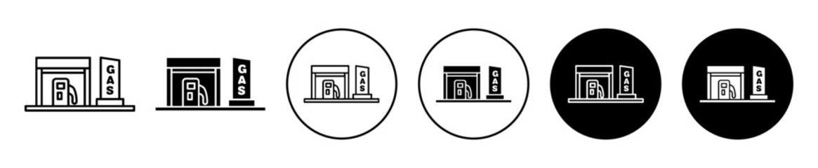 Gas station icon. natural cng gas refueling pump station logo vector line art