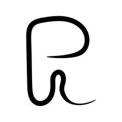 Vector letter r hand drawn with one line. Logo symbol of the r sign.