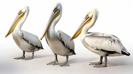 pelicans on a white background. AI Generative - obrazy, fototapety, plakaty
