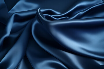 Fototapeta premium Beautiful Dark Blue Silk Satin Background - Created with Generative AI Tools