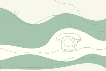 Old phone icon hand drawn with single one continuous line. Isolated vector illustration in sketch style.