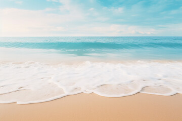 Tranquil Blue Ocean Wave on Sandy Beach - Serene Coastal Scene with Soft Waves - Created with Generative AI Tools