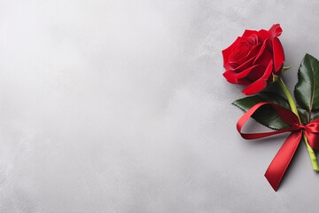 Romantic Red Rose with Ribbon on Black Background - Created with Generative AI Tools
