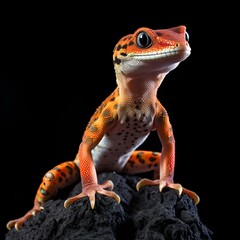 Obraz premium Gecko portrait with a black background 