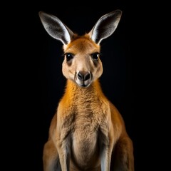 Kangaroo portrait with a black background 