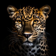 Jaguar portrait with a black background 