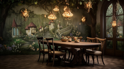 Fototapeta na wymiar dining room with whimsical fairy tale