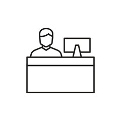 Hotel reception icon, isolated on white background, vector illustration