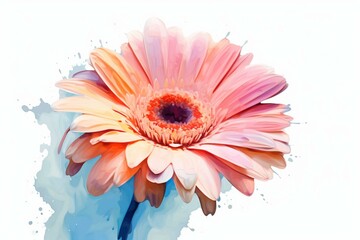 Isolated Gerbera flower illustration. Generative AI