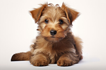 A charming puppy against a white backdrop, generative AI