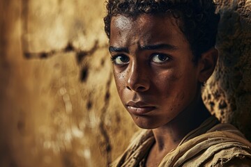 Portrait of Joseph as a slave in Egypt, Bible story.