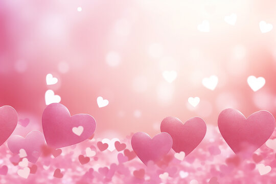 Valentine Hearts Abstract Pink Background - St. Valentine's Day Wallpaper - Created with Generative AI Tools