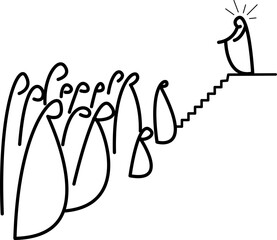 Jesus preaches vector line illustration 