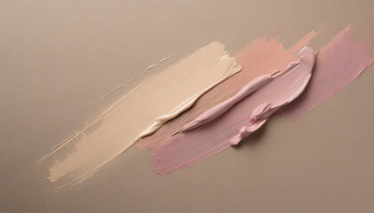 pink and beige trace of paint or cream on a beige paper background