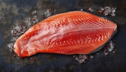 Fresh seafood fillet grilled to perfection, a healthy gourmet meal generated by AI