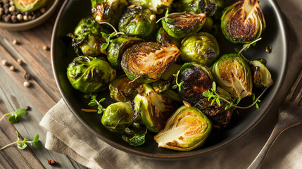 brussel sprouts with anchovy and caper butter - obrazy, fototapety, plakaty