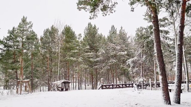 Footage of the outdoor winter scene in the rural village. Season