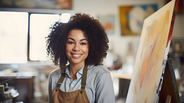 African American Woman Artist In The Studio