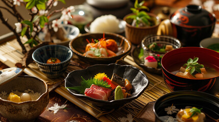 japanese Kaiseki food set - obrazy, fototapety, plakaty